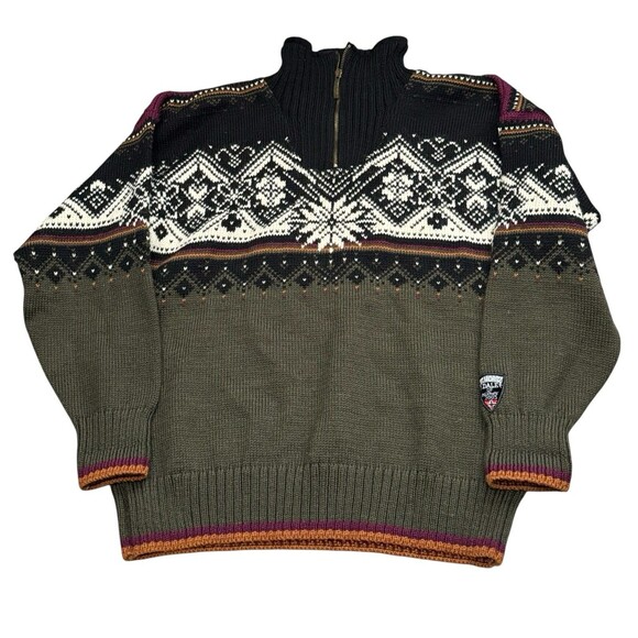 Dale Of Norway 2003 St Moritz Pure Wool Sweater Green Fair Isle Small - Picture 1 of 5